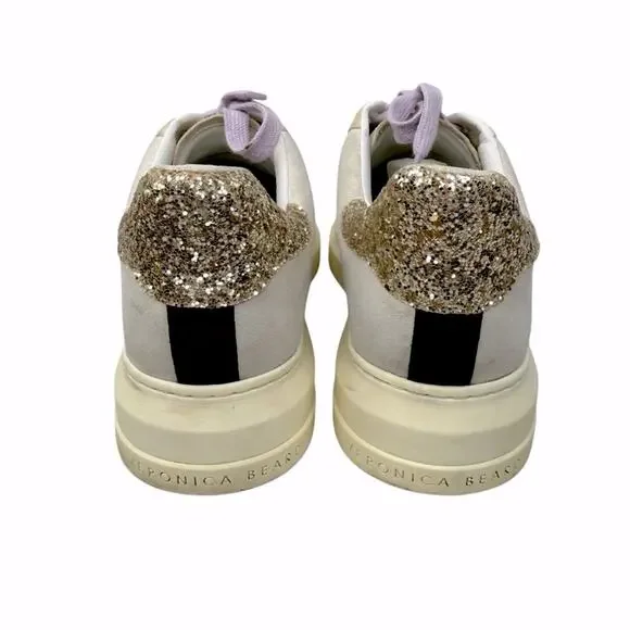 VERONICA BEARD Women's Sz 8 Geri Colorblock Leather & Suede Glitter Luxury Shoes
